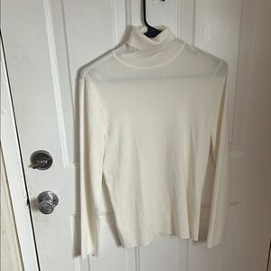 Chicos Cream Ribbed Turtleneck
